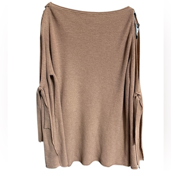Wishlist Tan Women's Sweatshirt with Tie Sleeves - Picture 2 of 4